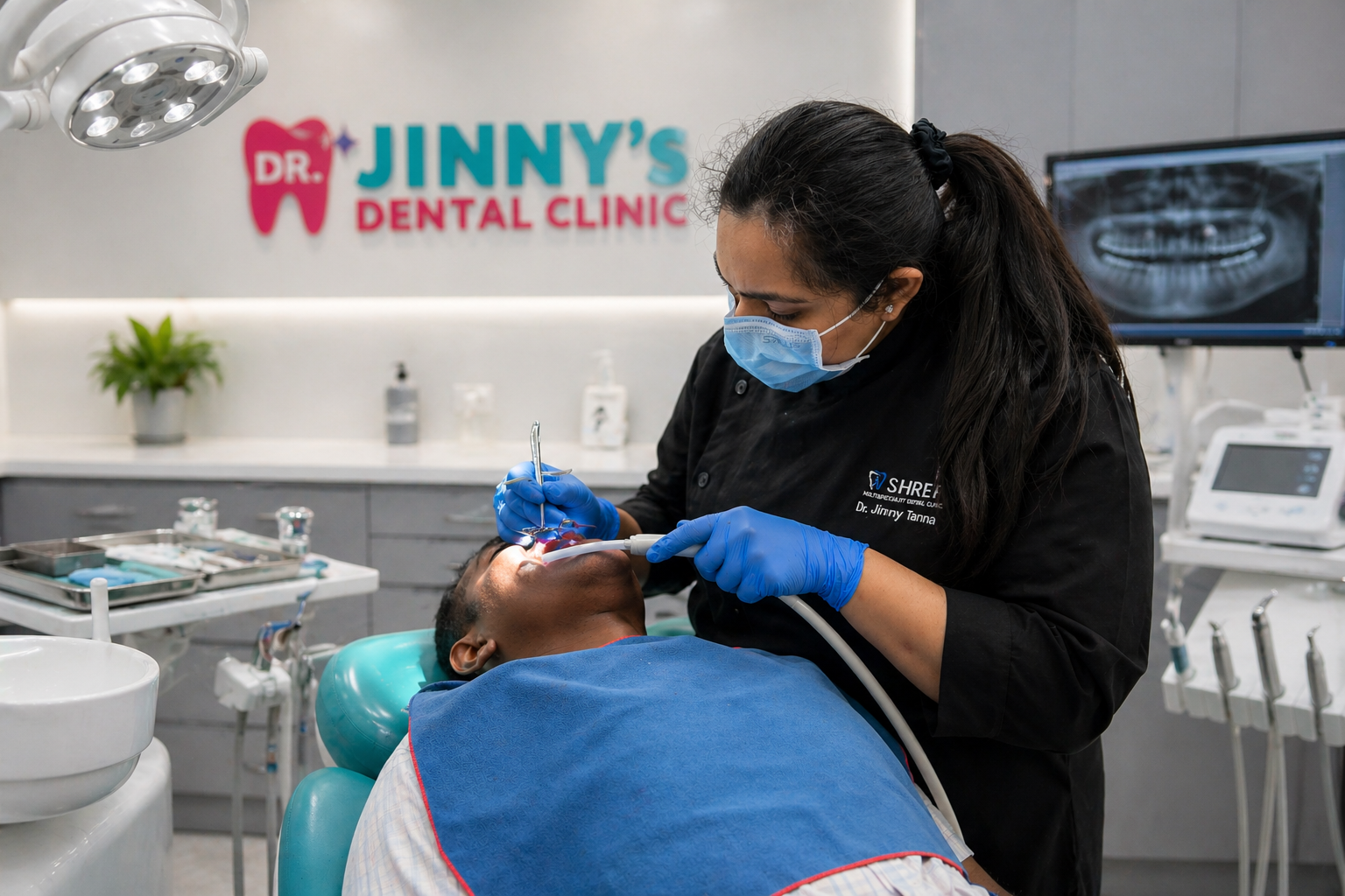 Dr. Jinny's Dental Clinic interior — modern dental facility in Shela Ahmedabad